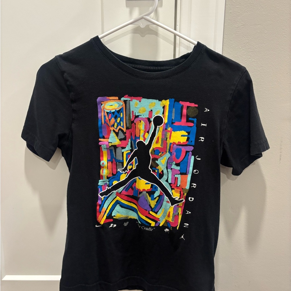 Nike Air Jordan Black Tee with Colorful Graphic